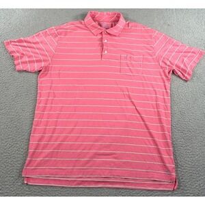 Peter Millar Seaside Wash Polo Shirt Men's Large Red Striped Golf Performance